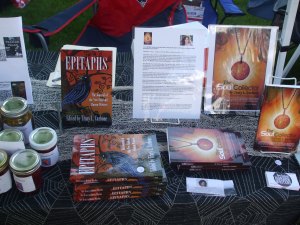 Epitaphs and The Soul Collector displayed at the Foxboro craft show. Photo by Jason Harris.