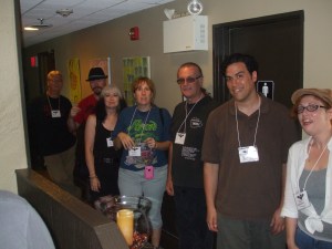 A group of Necon campers waiting for a table at Scampi's.