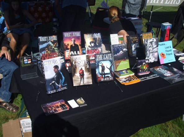 DSCF4134 The NEHW members' books at the Open Air Market. Photo by Jason Harris.