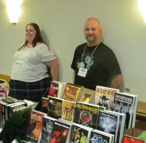 Authors Trisha Wooldridge and David Price at the NEHW table.