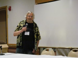 Craig Shaw Garner about to talk about the prizes for winning That Damn Game Show.