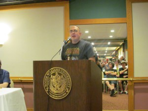 Author Brian Keene during the Necon Roast.