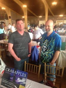 Authors Rob Watts and David Price behind the Books & Boos table.