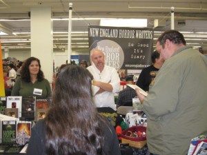 Authors and members of the New England Horror Writers Tracy L. Carbone and Rob Smales.