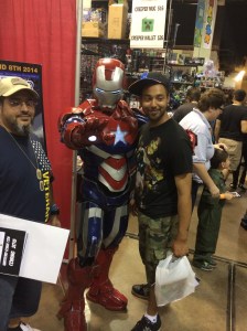 Iron Patriot with a convention-goer.