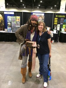 Author Stacey Longo with Captain Jack Sparrow.