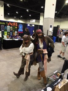 The two Jack Sparrows getting along and hanging out.