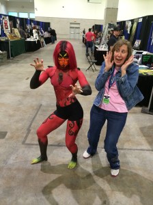 Author Stacey Longo having a scream at Terror Con.
