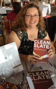 Author E.J. Fechenda with her book, Clean Slate.