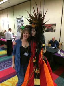 Author Stacey Longo with a cosplayer.