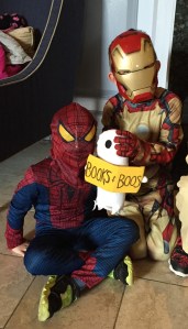 BB hanging with some superheroes.