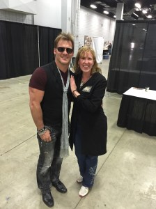 WWE wrestler Chris Jericho with author Stacey Longo.