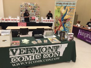 The Vermont Comic Con table at ChaseCon.