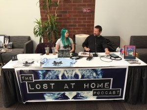The Lost at Home podcast table.