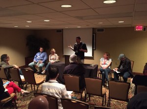 Author Kevin Lucia making the introductions for the readings of four authors.