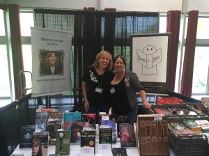 Authors Stacey Longo and Kristi Petersen Schoonover at the Books and Boos table.