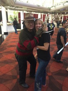 Freddy Krueger and author Stacey Longo.