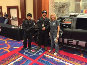 Author Stacey Longo with Shield agents.