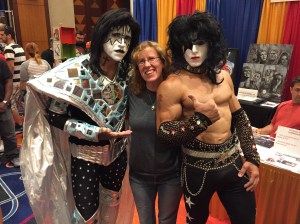Author Stacey Longo with members of Kiss tribute band, Kiss Forever.