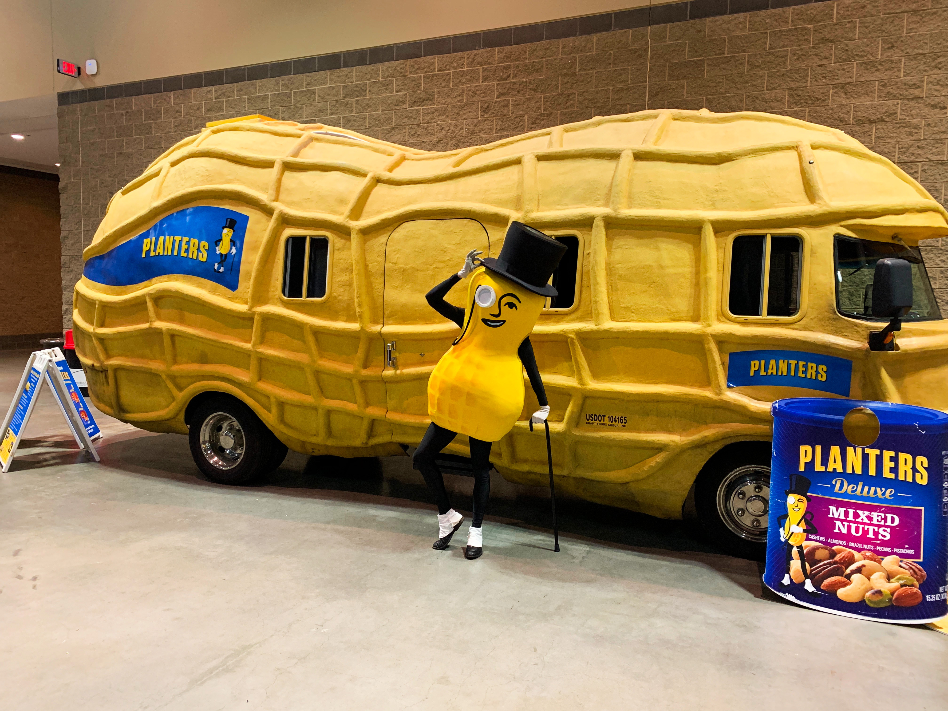 Mr. Peanut and the Peanutmobile. 